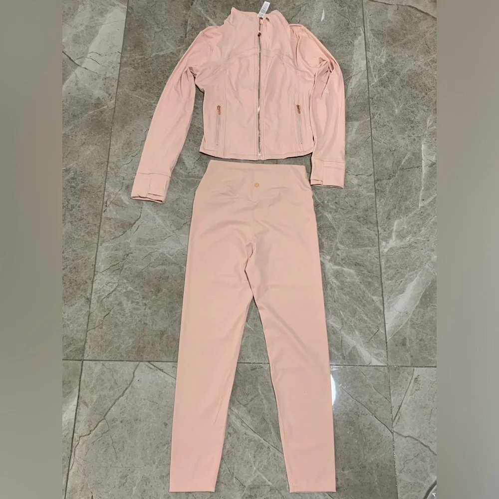 lululemon athletica Blush Pink Bomber Jacket & High-Waist Leggings Set